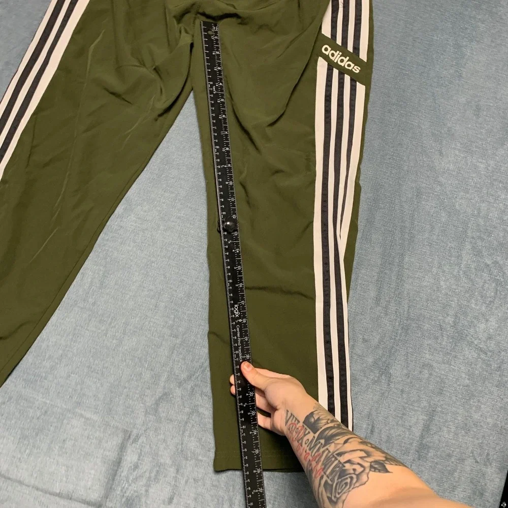Adidas Track Pants Mens XL Green 3 Stripes Performance Gym Drawstring Waist